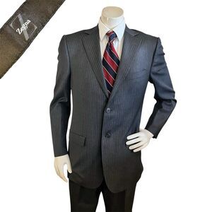 Z ZEGNA Ermengildo Zegna ‘City’ Men 2pc Suit 38R 32x32 Striped Wool Italian Cut